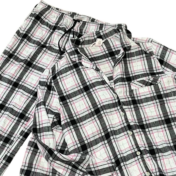 Victoria's Secret Other - VICTORIAS Secret Plaid Cotton Pajamas Small Pink Silver Grey